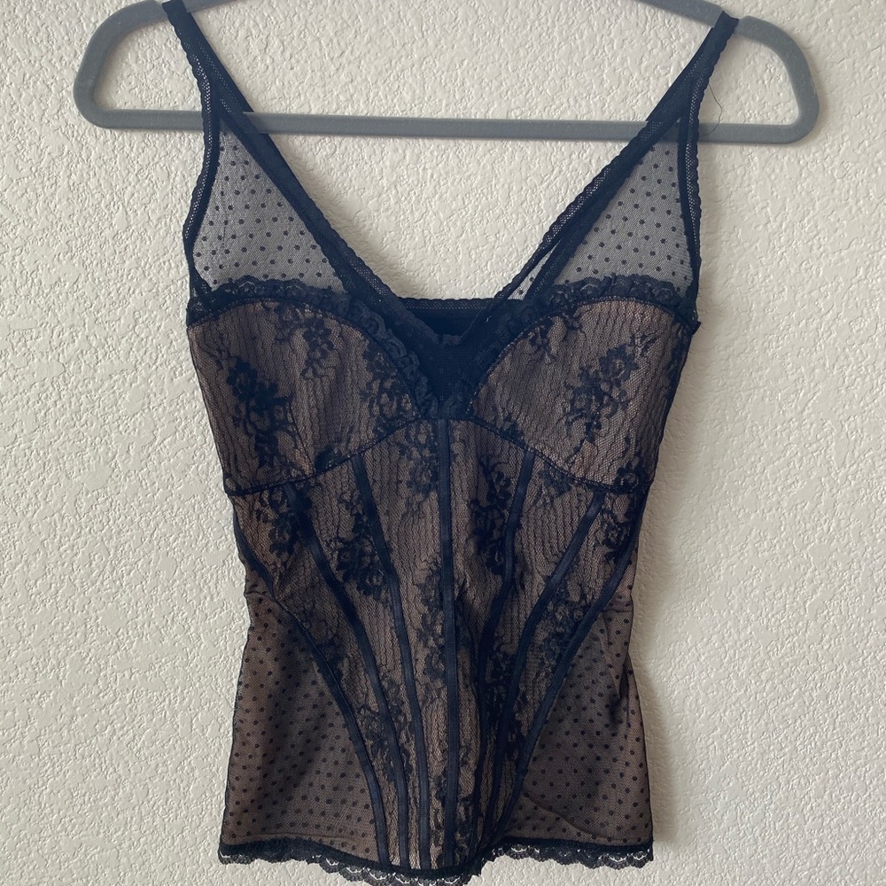 Vintage lace corset-style tank top, XS